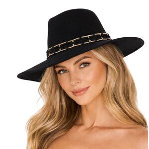 NWT Nikki Beach Wool Fedora Hat Western Boho Black UPF 50+ One Size